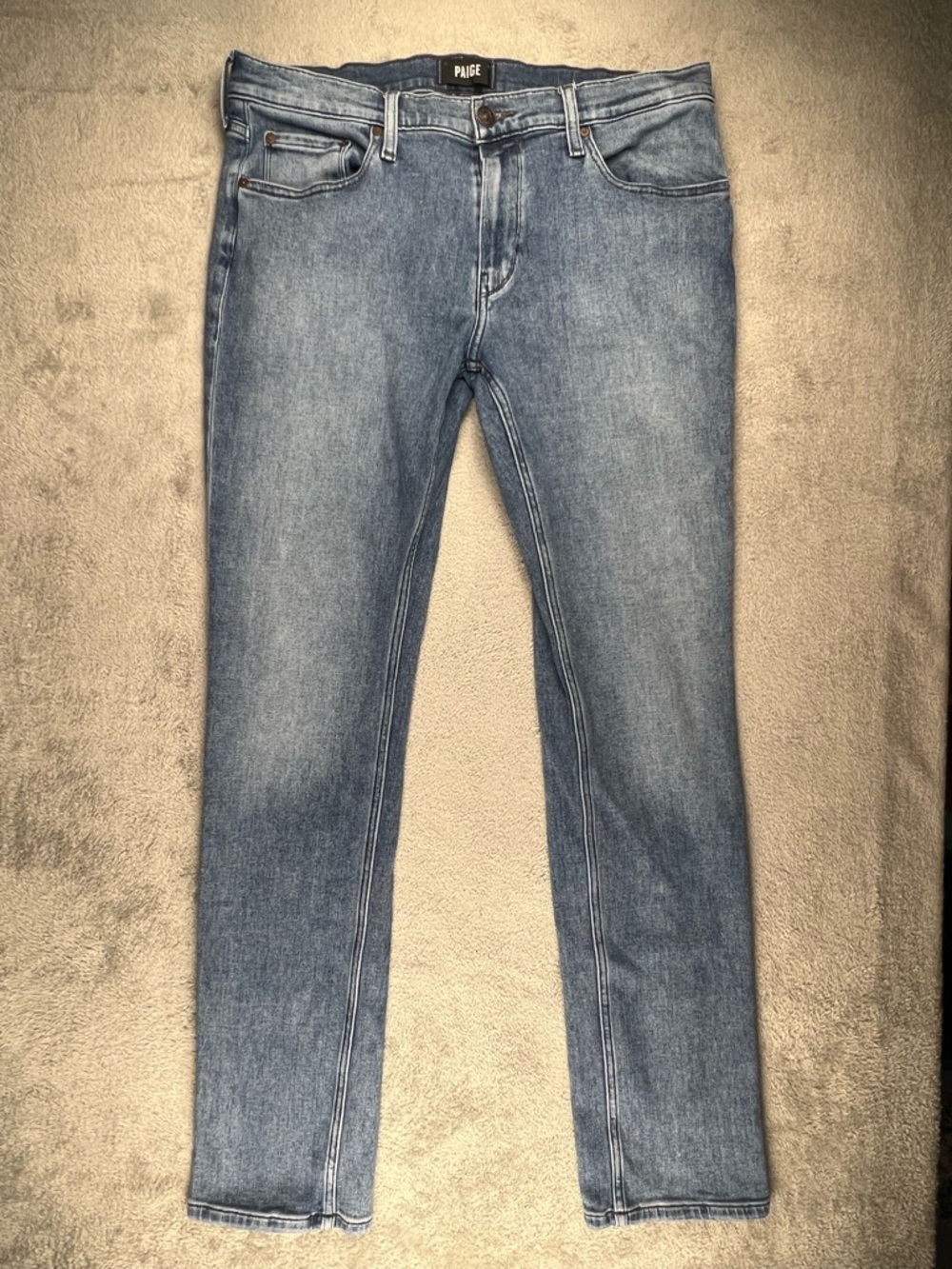 Paige Federal Jeans Mens 33x32 Medium Blue Wash Denim Slim Straight Stretch